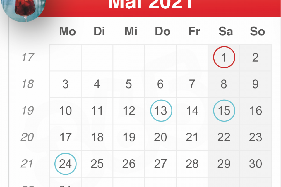Feiertage im Mai 2021