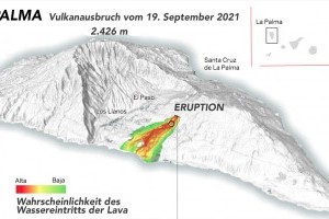 Auftreffen der Lavamassen auf das Meer mit Spannung erwartet