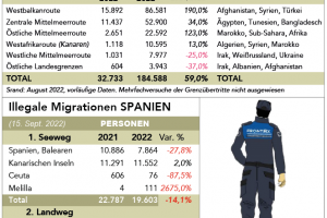 Illegale Migrationen variieren je nach Zone - Status Quo August 2022